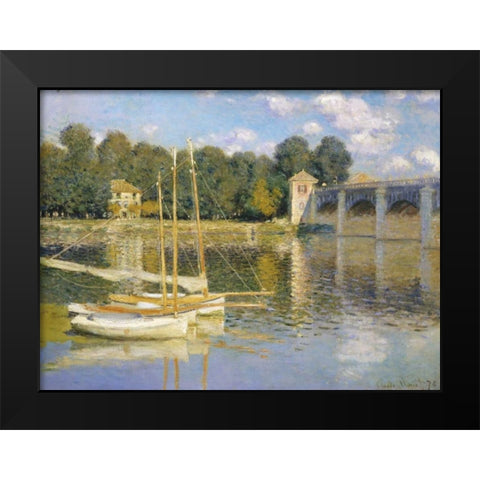 The Bridge at Argenteuil Black Modern Wood Framed Art Print by Monet, Claude