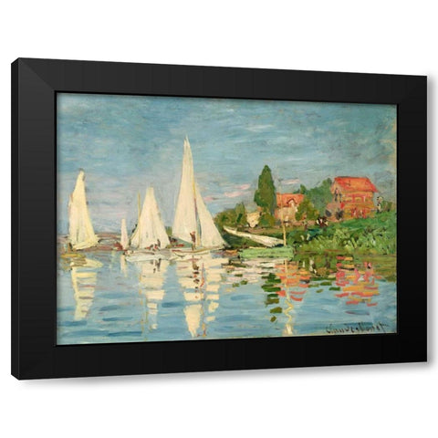 Regatta at Argenteuil Black Modern Wood Framed Art Print by Monet, Claude