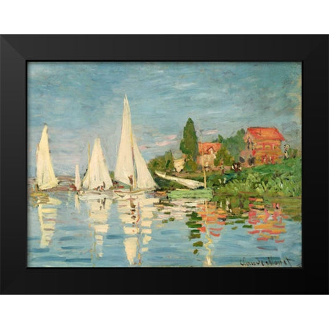 Regatta at Argenteuil Black Modern Wood Framed Art Print by Monet, Claude