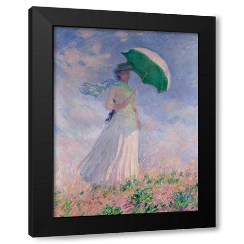 Woman with a Parasol-Right Black Modern Wood Framed Art Print by Monet, Claude