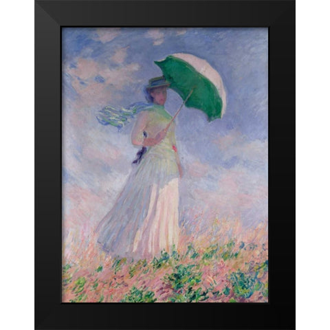 Woman with a Parasol-Right Black Modern Wood Framed Art Print by Monet, Claude