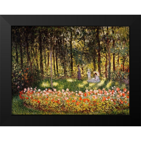 Wooded Scene Black Modern Wood Framed Art Print by Monet, Claude
