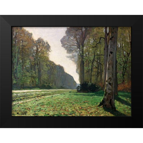 Le Pave de Chailly Black Modern Wood Framed Art Print by Monet, Claude