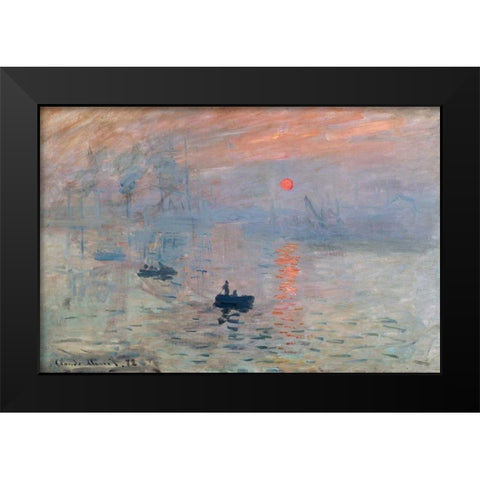 Impression au soleil levant Black Modern Wood Framed Art Print by Monet, Claude