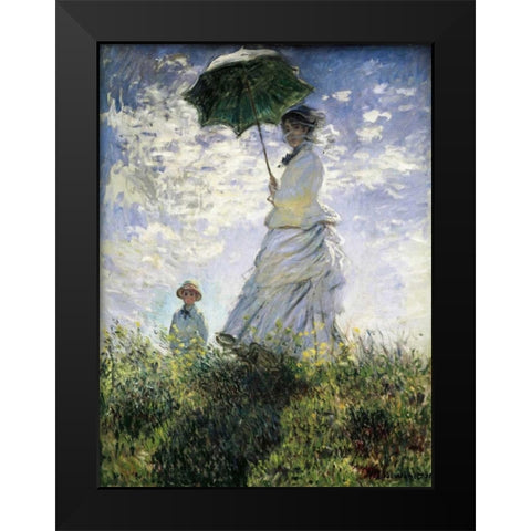 Femme a l’ombrelle Black Modern Wood Framed Art Print by Monet, Claude