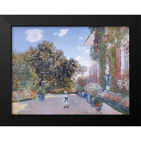 Garden of the Artist at Argenteuil Black Modern Wood Framed Art Print by Monet, Claude