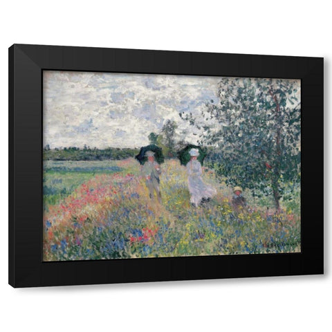 Promenade pres d’Argenteuil Black Modern Wood Framed Art Print with Double Matting by Monet, Claude