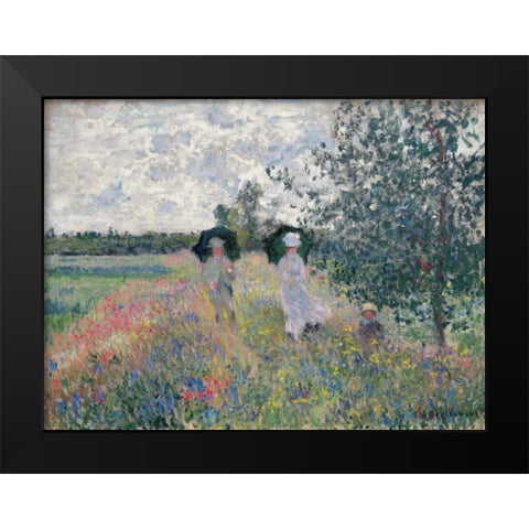 Promenade pres d’Argenteuil Black Modern Wood Framed Art Print by Monet, Claude