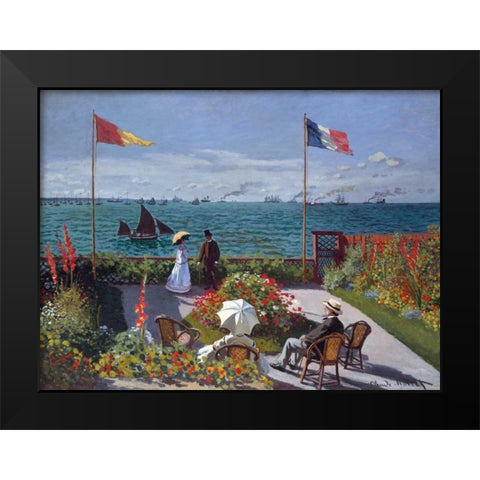 Terrasse a Sainte-Adresse Black Modern Wood Framed Art Print by Monet, Claude