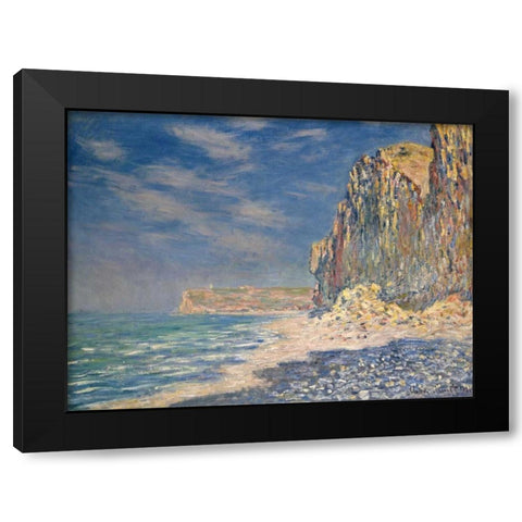 Falaise near Fecamp Black Modern Wood Framed Art Print with Double Matting by Monet, Claude