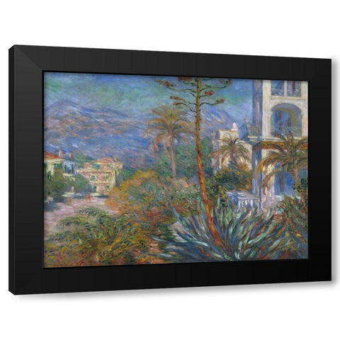 The Villas at Bordighera Black Modern Wood Framed Art Print with Double Matting by Monet, Claude