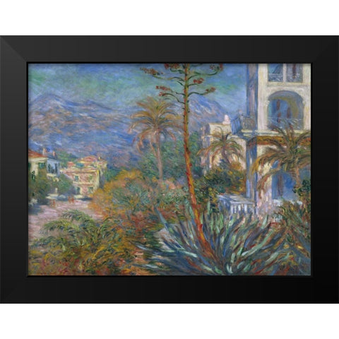 The Villas at Bordighera Black Modern Wood Framed Art Print by Monet, Claude