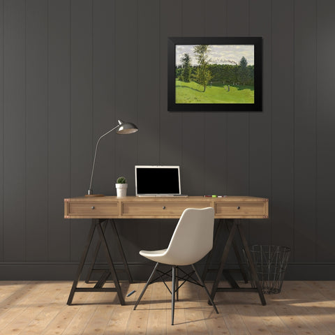 The Train in the Country Black Modern Wood Framed Art Print by Monet, Claude