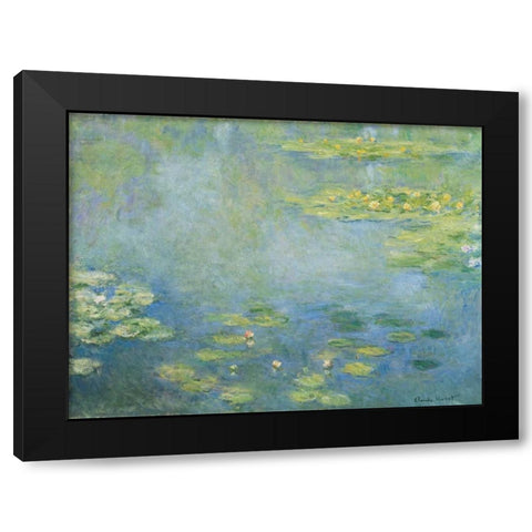Waterlilies Black Modern Wood Framed Art Print with Double Matting by Monet, Claude