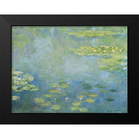 Waterlilies Black Modern Wood Framed Art Print by Monet, Claude