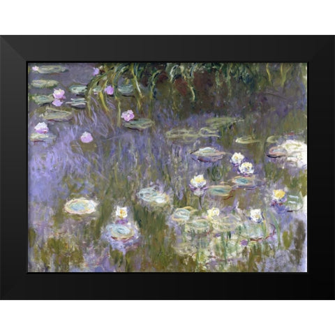 Water Lilies Black Modern Wood Framed Art Print by Monet, Claude
