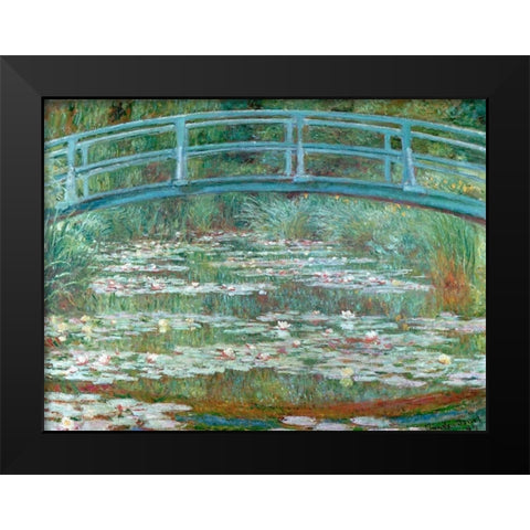 Water Lily Pool Black Modern Wood Framed Art Print by Monet, Claude