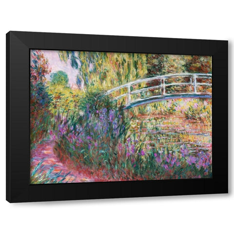 The Japanese Bridge Pond with Water Lillies Black Modern Wood Framed Art Print with Double Matting by Monet, Claude