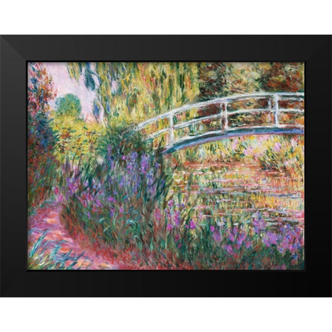The Japanese Bridge Pond with Water Lillies Black Modern Wood Framed Art Print by Monet, Claude
