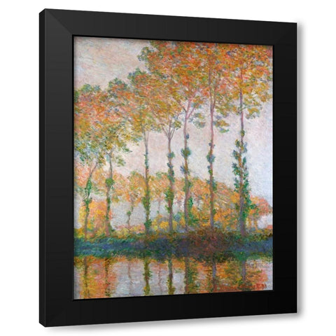 Poplars on the Banks of the l Epte Autumn Black Modern Wood Framed Art Print with Double Matting by Monet, Claude
