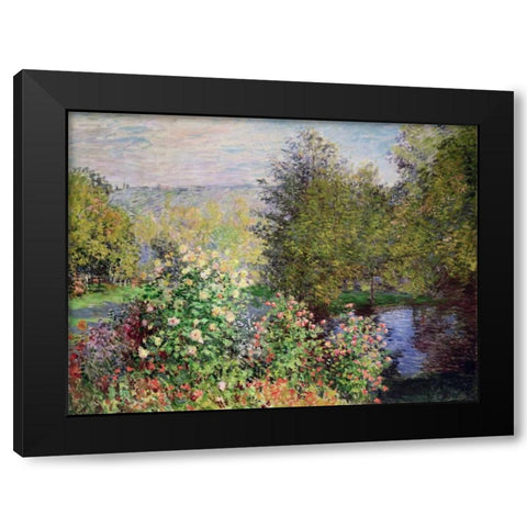 A corner of the Garden at Montgeron Black Modern Wood Framed Art Print with Double Matting by Monet, Claude