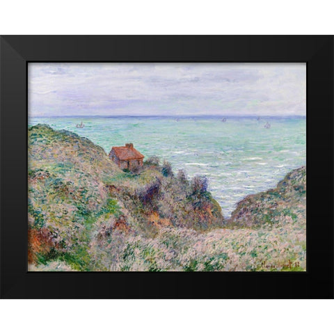 Cabin of the Customs Watch Black Modern Wood Framed Art Print by Monet, Claude