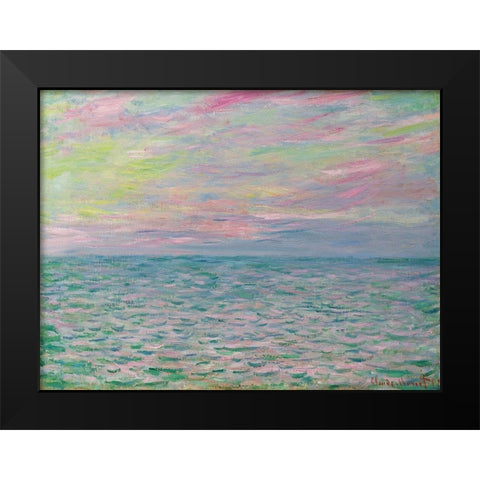 Coucher De Soleil a Pourville-Pleine Mer Black Modern Wood Framed Art Print by Monet, Claude