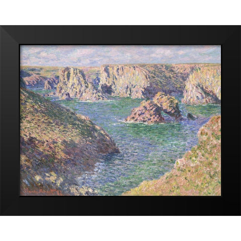 Port Domois - Belle Isle Black Modern Wood Framed Art Print by Monet, Claude