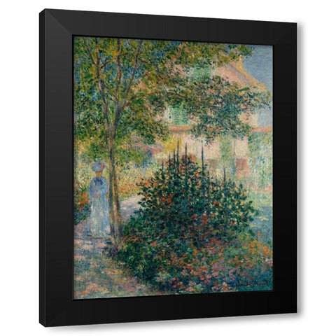 In the Garden at Argenteuil Black Modern Wood Framed Art Print with Double Matting by Monet, Claude