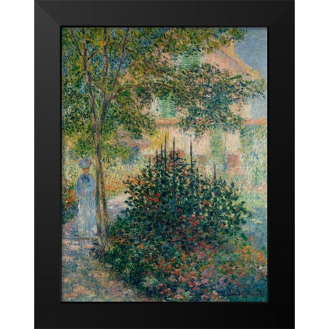 In the Garden at Argenteuil Black Modern Wood Framed Art Print by Monet, Claude
