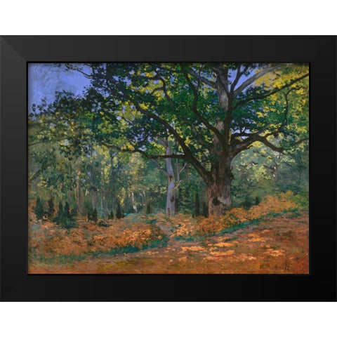 The Bodmer Oak Fontainebleau Forest Black Modern Wood Framed Art Print by Monet, Claude
