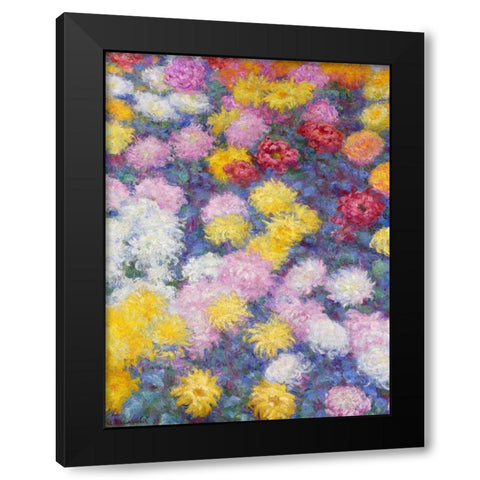 Chrysanthemums Black Modern Wood Framed Art Print by Monet, Claude