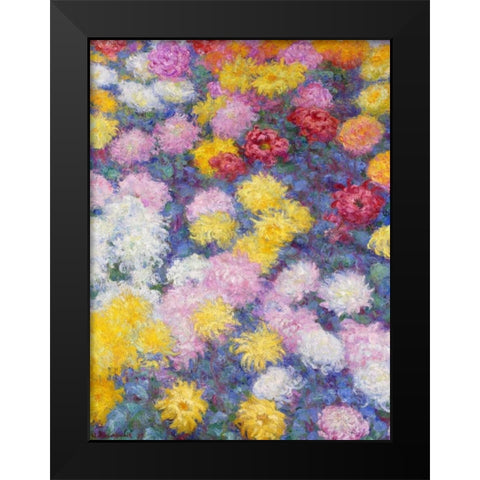 Chrysanthemums Black Modern Wood Framed Art Print by Monet, Claude