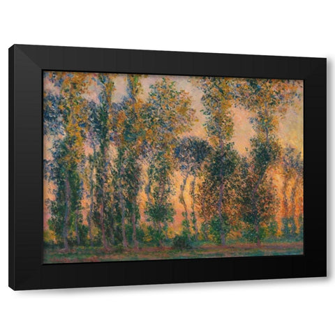 Poplars at Giverny - Sunrise Black Modern Wood Framed Art Print by Monet, Claude