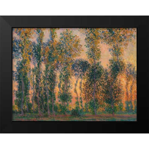 Poplars at Giverny - Sunrise Black Modern Wood Framed Art Print by Monet, Claude