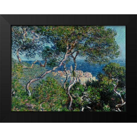 View of Bordighera,Italy Black Modern Wood Framed Art Print by Monet, Claude