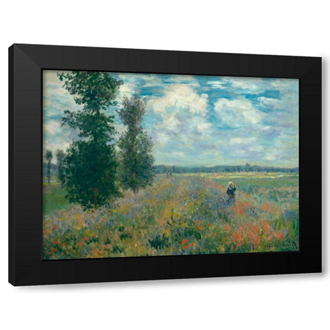 Poppy Fields near Argenteuil Black Modern Wood Framed Art Print with Double Matting by Monet, Claude