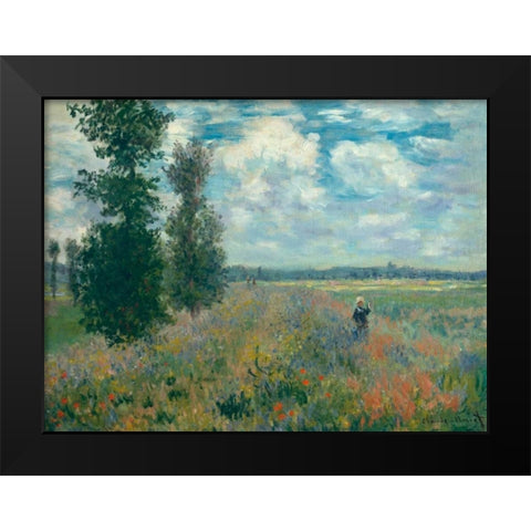 Poppy Fields near Argenteuil Black Modern Wood Framed Art Print by Monet, Claude