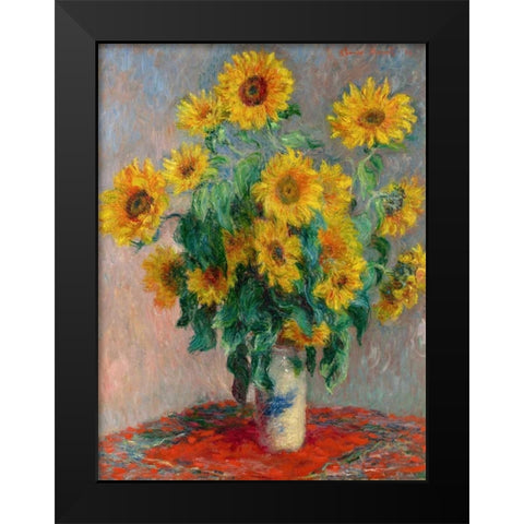 Sunflowers Black Modern Wood Framed Art Print by Monet, Claude