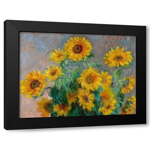 Sunflowers (detail) Black Modern Wood Framed Art Print by Monet, Claude