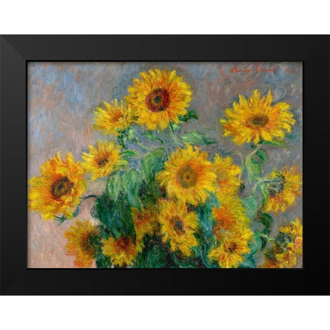Sunflowers (detail) Black Modern Wood Framed Art Print by Monet, Claude