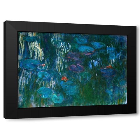 Water Lilies Black Modern Wood Framed Art Print by Monet, Claude