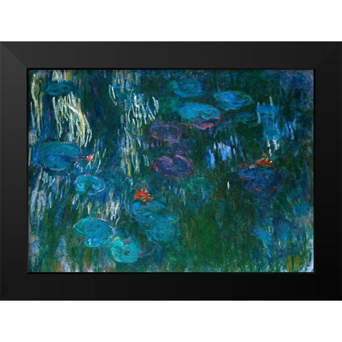 Water Lilies Black Modern Wood Framed Art Print by Monet, Claude