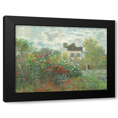 The Artists Garden in Argenteuil Black Modern Wood Framed Art Print with Double Matting by Monet, Claude