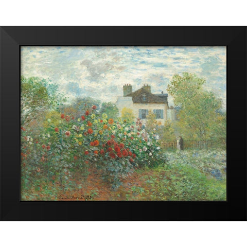 The Artists Garden in Argenteuil Black Modern Wood Framed Art Print by Monet, Claude