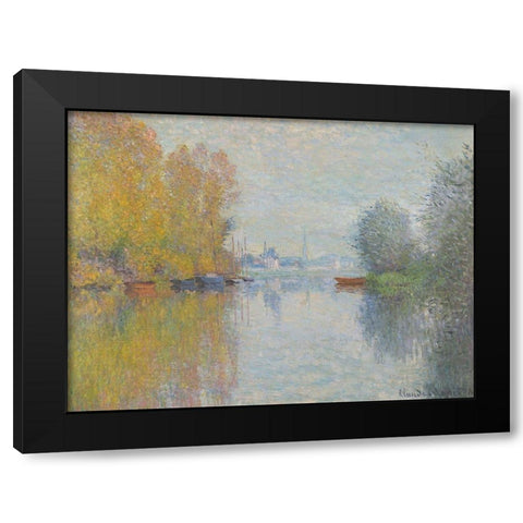 Automne sur la Seine, Argenteuil Black Modern Wood Framed Art Print with Double Matting by Monet, Claude