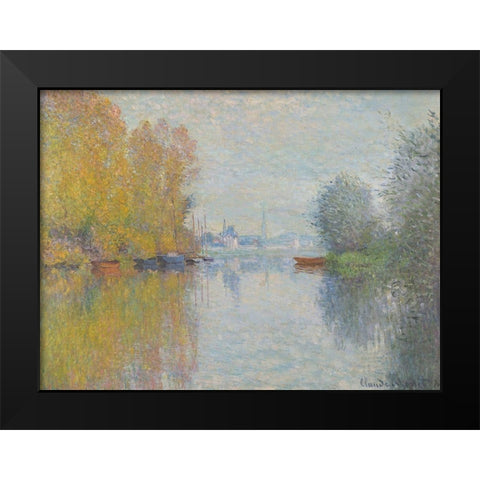 Automne sur la Seine, Argenteuil Black Modern Wood Framed Art Print by Monet, Claude