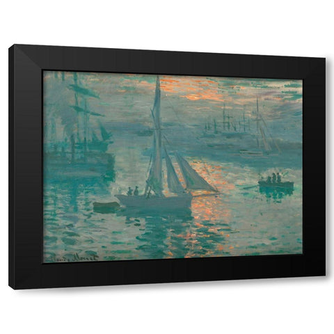 Sunrise (Marine) Black Modern Wood Framed Art Print with Double Matting by Monet, Claude