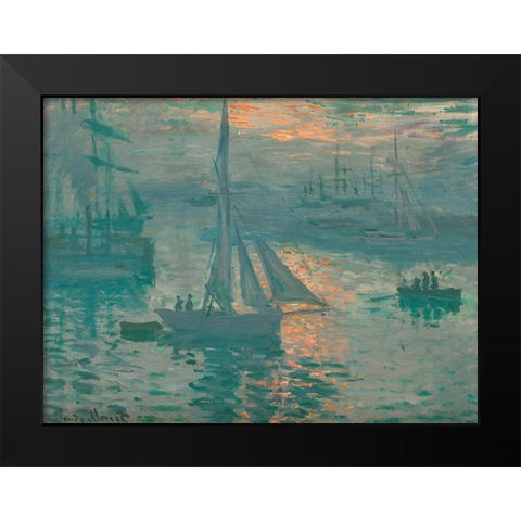 Sunrise (Marine) Black Modern Wood Framed Art Print by Monet, Claude