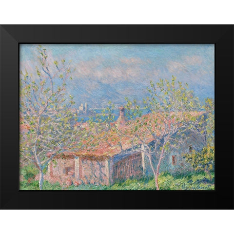 Gardeners House at Antibes Black Modern Wood Framed Art Print by Monet, Claude